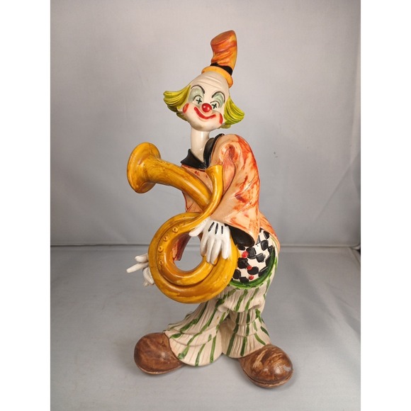 The Unbranded Brand Other - Vintage Fontanini Depose Italy Clown Saxophone Statue Figurine 9.5" x 4.75"